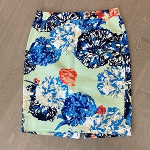Floral J Crew cotton pencil skirt, size 0